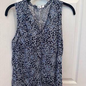 GAP Floral Sleeveless Blouse - Navy and White